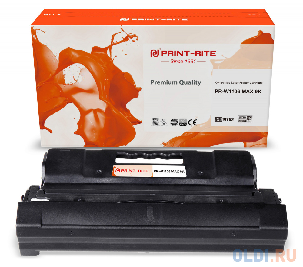 Картридж лазерный Print-Rite TFHB6DBPU1J PR-W1106 MAX W1106 MAX черный (9000стр.) для HP Laser 107a/107r/107w/135a MFP/135r MFP/135w MFP/137fnw MFP