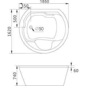 Акриловая ванна Gemy 185x160 с гидромассажем (G9053 K) в Москвe