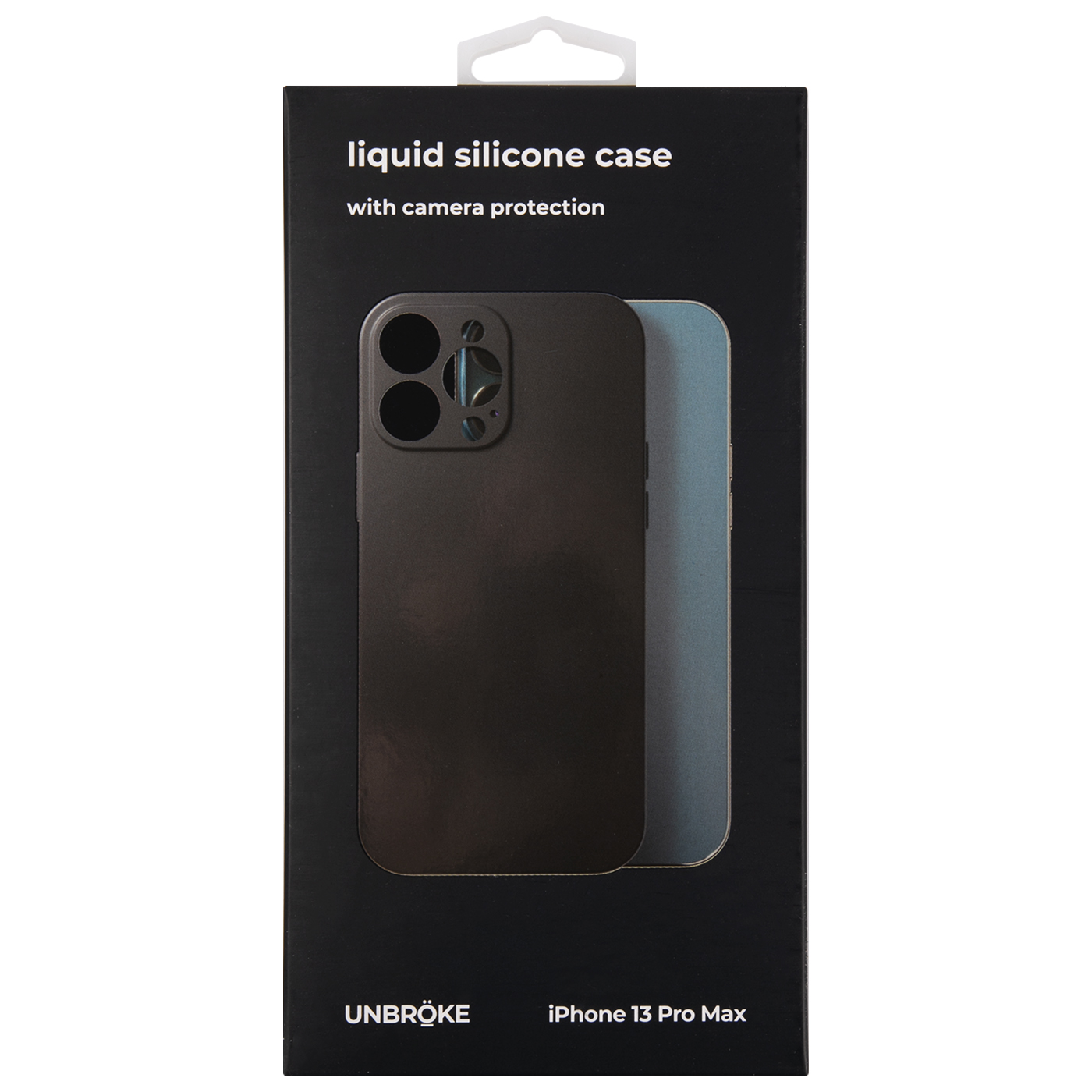 Чехол накладка UNBROKE liquid silicone case with camera protection для iPhone 13 Pro Max, черная в Москвe