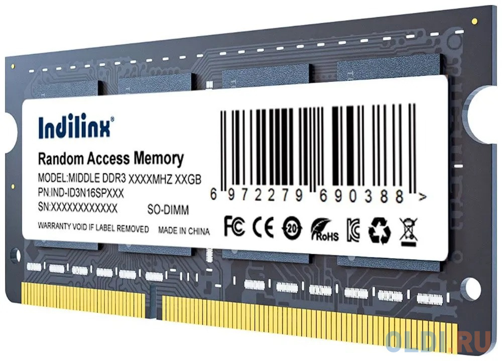 Память SO-DIMM DDR3 8Gb PC12800 1600MHz CL11 Indilinx   1.5V (IND-ID3N16SP08X) в Москвe