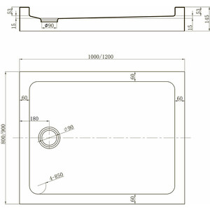 Душевой поддон Veconi Tezeo acrylic TZ-54 120x80 белый (TZ54-12080-C5)