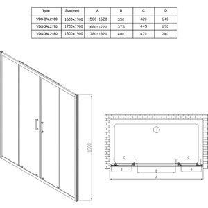 Душевая дверь Vincea Alpha VDS-3AL2 170х190 прозрачная, хром (VDS-3AL2170CL)