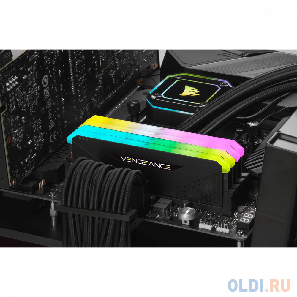 Память оперативная/ Corsair DDR4, 3200MHz 16GB 2x8GB Dimm, Unbuffered, 16-20-20-38, XMP 2.0, Vengeance RGB RS, RGB LED, Black PCB, 1.35V, for AMD Ryze