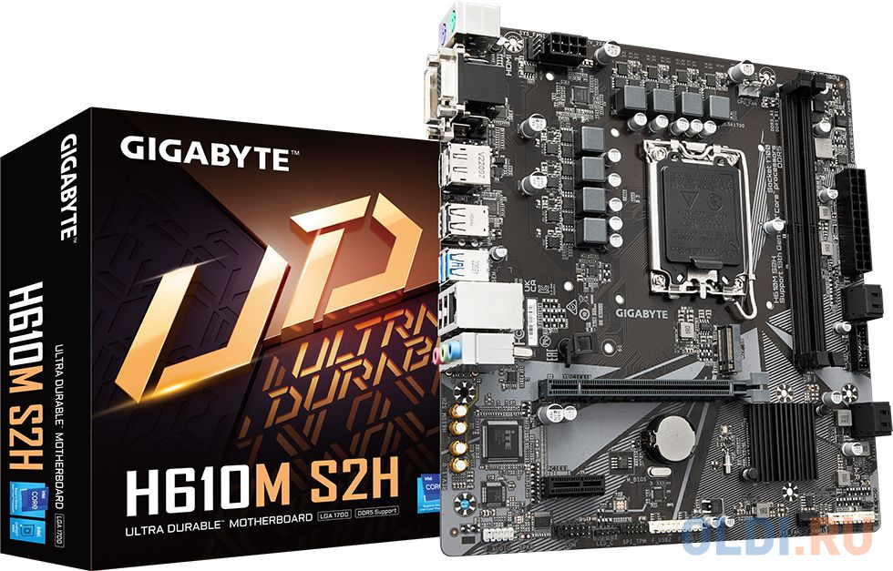 Материнская плата Gigabyte H610M S2H Soc-1700 Intel H610 2xDDR5 mATX AC`97 8ch(7.1) GbLAN+VGA+DVI+HDMI+DP