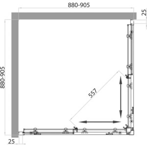 Душевой уголок BelBagno Sela A-2 90х90 прозрачный, с поддоном, хром (SELA-A-2-90-C-Cr, TRAY-BB-A-90-15-W)