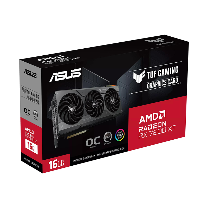 Видеокарта ASUS TUF Gaming Radeon RX 7800 XT OC Edition 16GB 2254Mhz PCI-E 4.0 16384Mb 19500Mhz 256 bit HDMI DP TUF-RX7800XT-O16GGAMIN