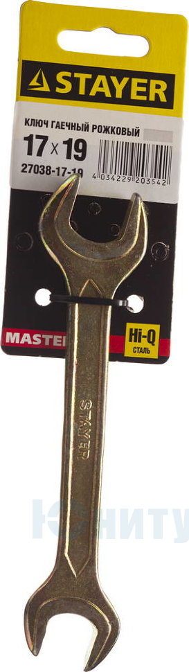Ключ гаечный рожковый 17 мм, 19 мм, STAYER (27038-17-19)