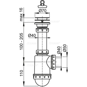 Сифон для кухонной мойки AlcaPlast с решеткой D70 (A441-DN50/40 / AG210712154) в Москвe