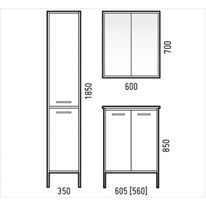 Тумба с раковиной Corozo Айрон 60 черная/белая (SD-00000399, 4640021060773)