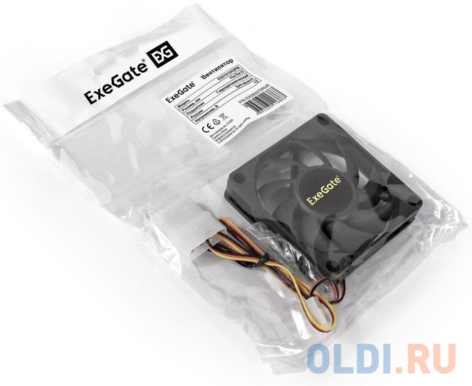 Exegate EX283372RUS Вентилятор ExeGate EX07015H3PM, 70x70x15 мм, гидродинамический, 3pin+Molex, 3000RPM, 26dBA