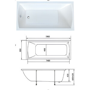 Акриловая ванна 1Marka Modern MG 190х80 с каркасом (01мод1980кс2+)