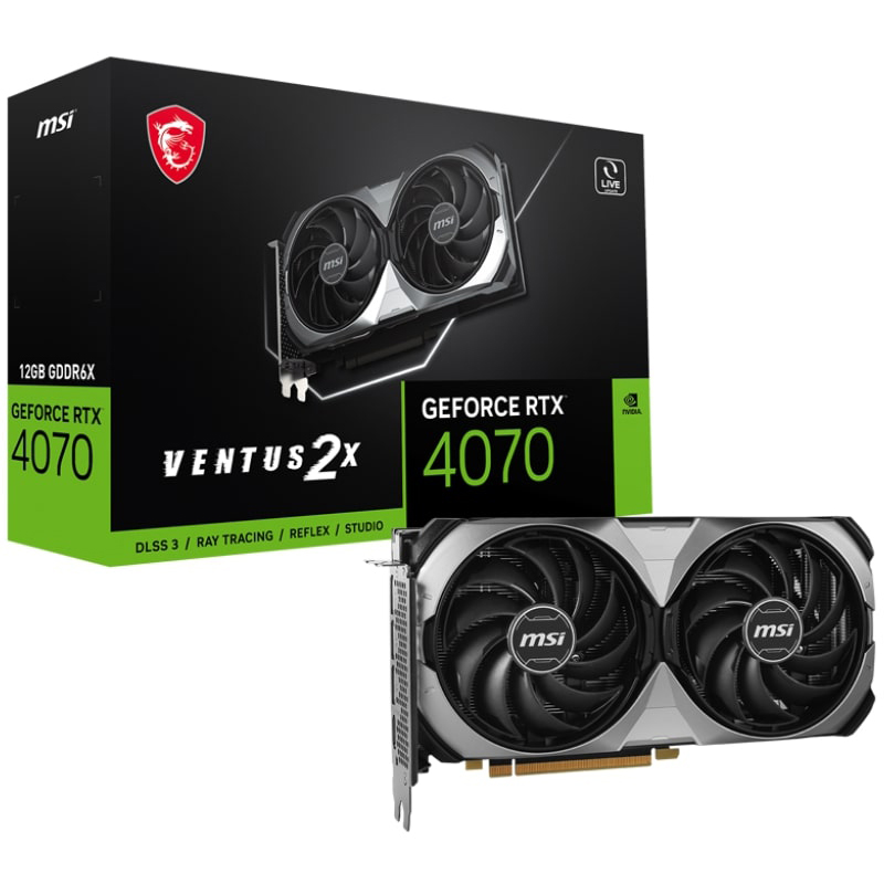 Видеокарта MSI GeForce RTX 4070 Ventus 2X E 12G 2565Mhz PCI-E 4.0 12288Mb 21000Mhz 192-bit HDMI 3xDP RTX 4070 Ventus 2X E