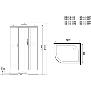 Душевая кабина Niagara NG-3312-14RG 120х80х215 правая