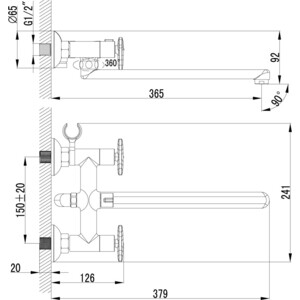 Смеситель для ванны Lemark Plus Spirit с душем, хром (LM1951C, LM8063C)