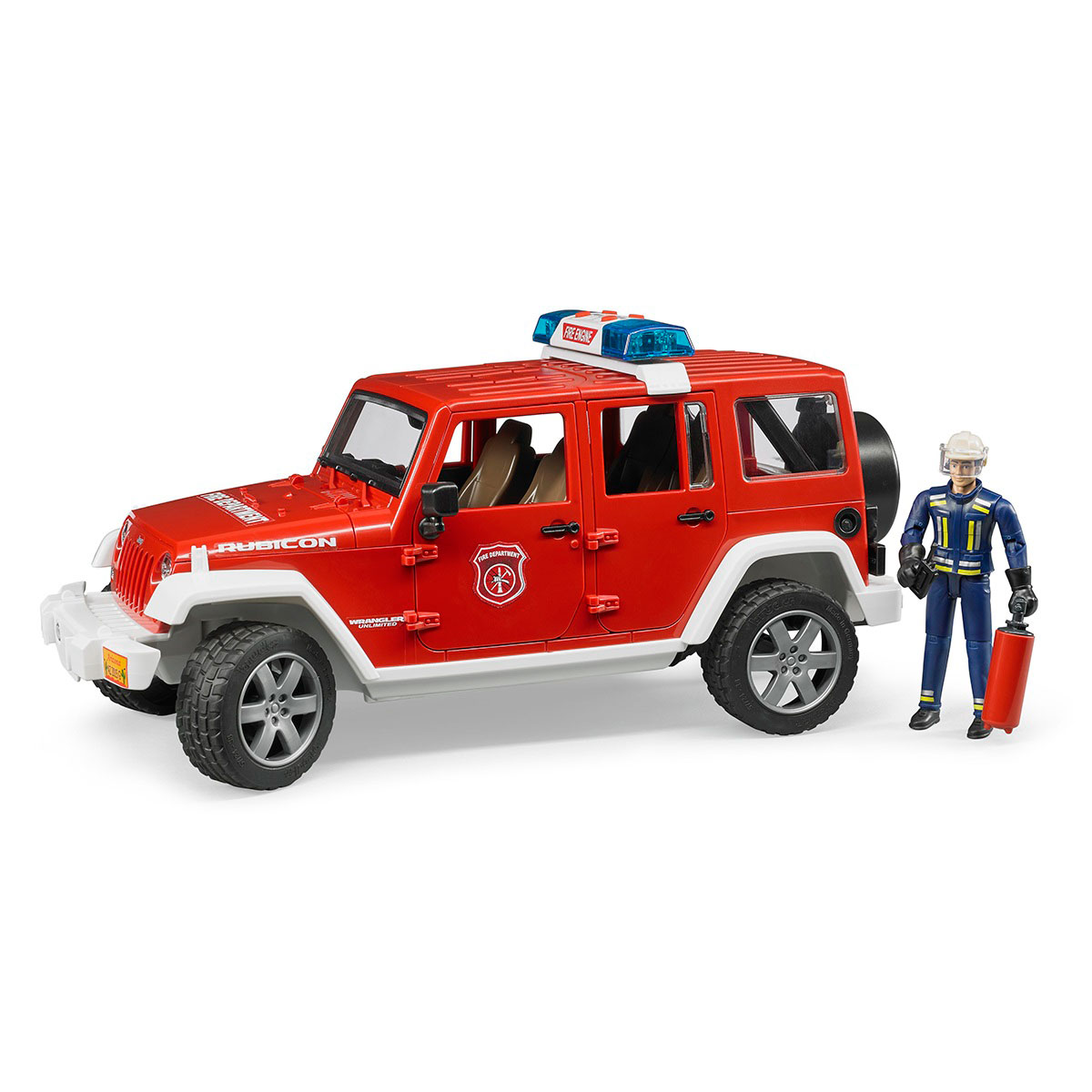 Внедорожник BRUDER Jeep Wrangler Unlimited Rubicon Пожарная с фигуркой в Москвe