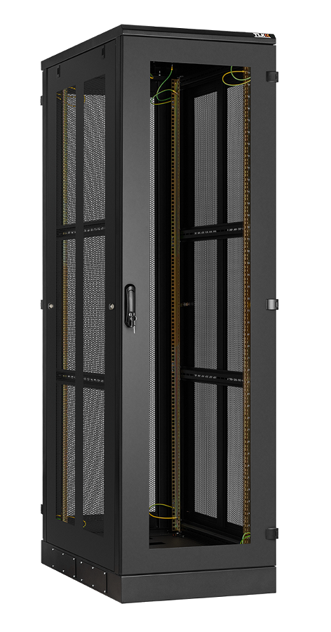 Шкаф телекоммуникационный напольный 24U 600x1000 мм, стекло/металл, черный, разборный, TLK TFA-246010-GPPP-BK (TFA-246010-GPPP-BK)