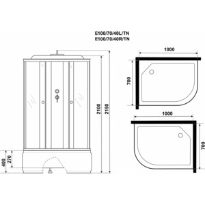 Душевая кабина Niagara Eco E100/70/40L/TN 100х70х215 левая в Москвe