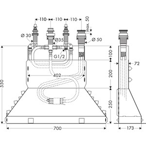 Смеситель на борт ванны Hansgrohe Talis S с механизмом, хром (72418000, 13444180)