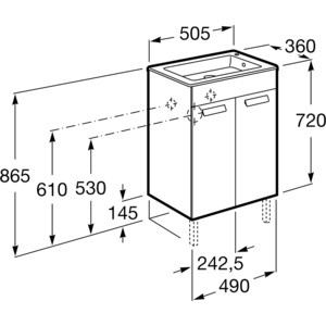 Тумба с раковиной Roca Debba 50 белый глянец (ZRU9302710 + 32799J000) в Москвe