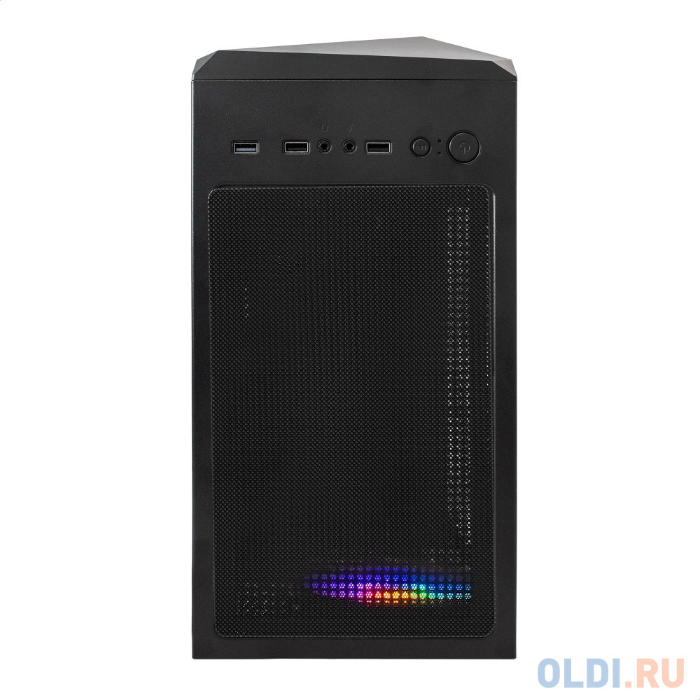 Корпус Miditower ExeGate EVO-8225-EVO800 (ATX, БП EVO800RGB с вент. 12см, 2*USB+1*USB3.0, черный, 2 вент. с RGB подсветкой и полоса на передней панели