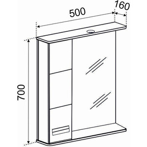 Зеркало-шкаф Emmy Монтана 50х70 правый, с подсветкой, белый (mont50mir1-r)