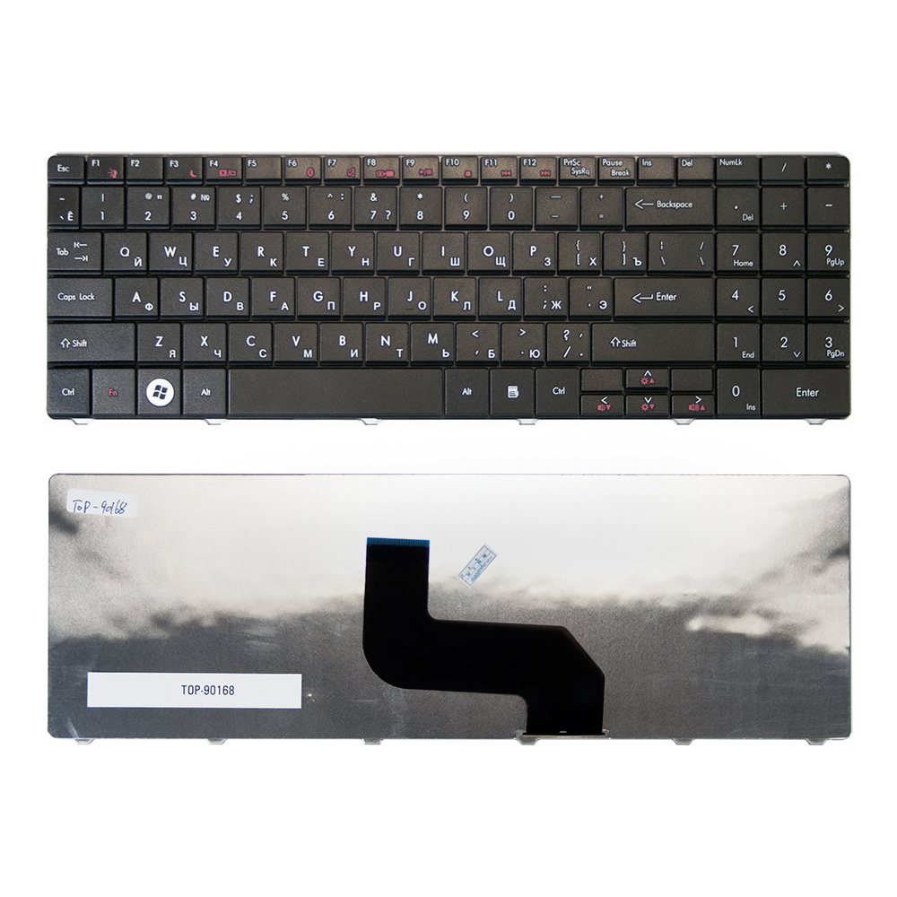 Клавиатура TopON для Packard Bell EasyNote DT85, LJ61, Gateway NV40, NV52, Series, Г-образный Enter, черная, без рамки, PN: AENK5U034384A (TOP-90168)