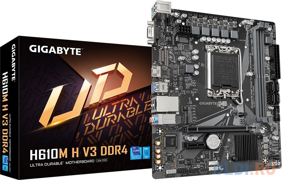 Материнская плата GigaByte H610M H V3 DDR4 Socket 1700 H610 2xDDR4 1xPCI-E 16x 1xPCI-E 1x 4xSATA III mATX Retail