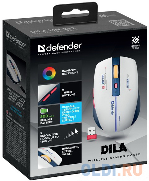 Мышка WRL GAMING DILA MM-282 52282 LED,6D,1800DPI DEFENDER