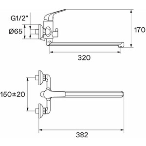 Смеситель для ванны Santek Нико универсальный, хром (WH5A12005C001)