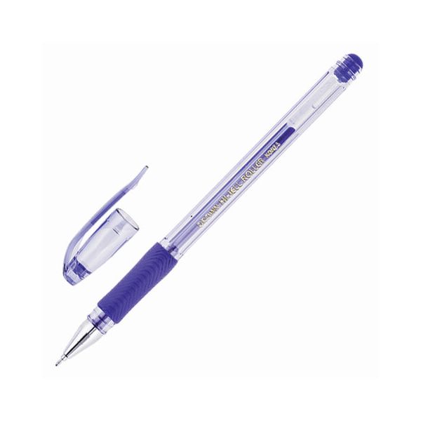 Ручка гелевая с грипом CROWN Hi-Jell Needle Grip, СИНЯЯ, узел 0,7 мм, линия письма 0,5 мм, HJR-500RNB, (24 шт.)