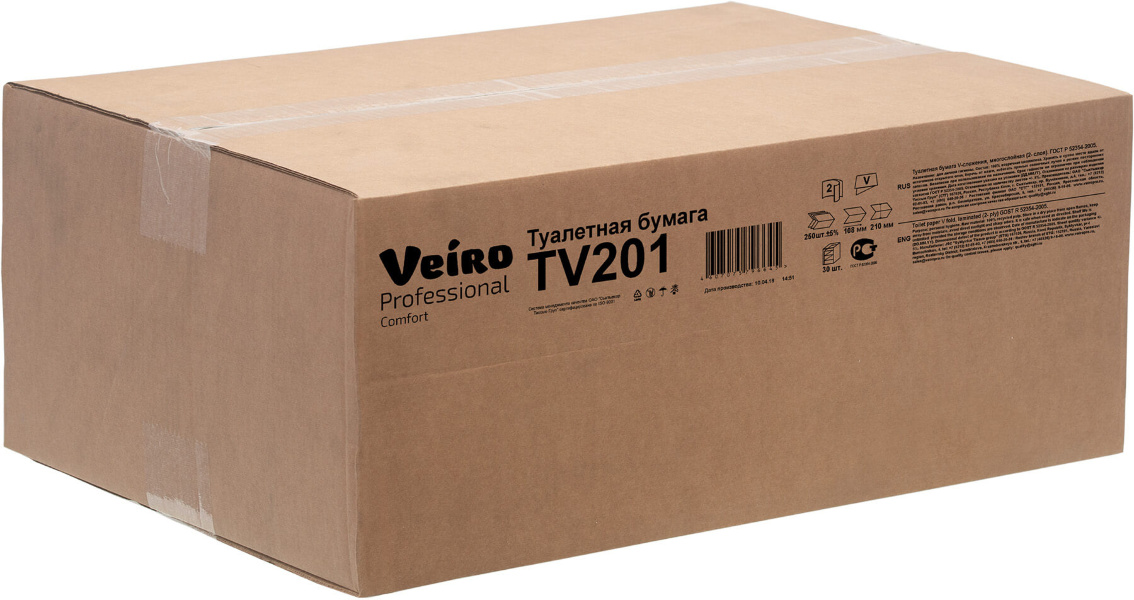 Бумага туалетная Veiro Professional Comfort T3, слоев: 2, листов 250шт., белый, 30шт. (TV201)