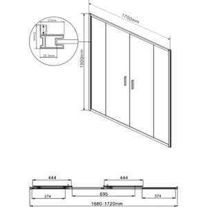 Душевая дверь Vincea Garda VDS-1G2 170х190 прозрачная, хром (VDS-1G2170CL) в Москвe