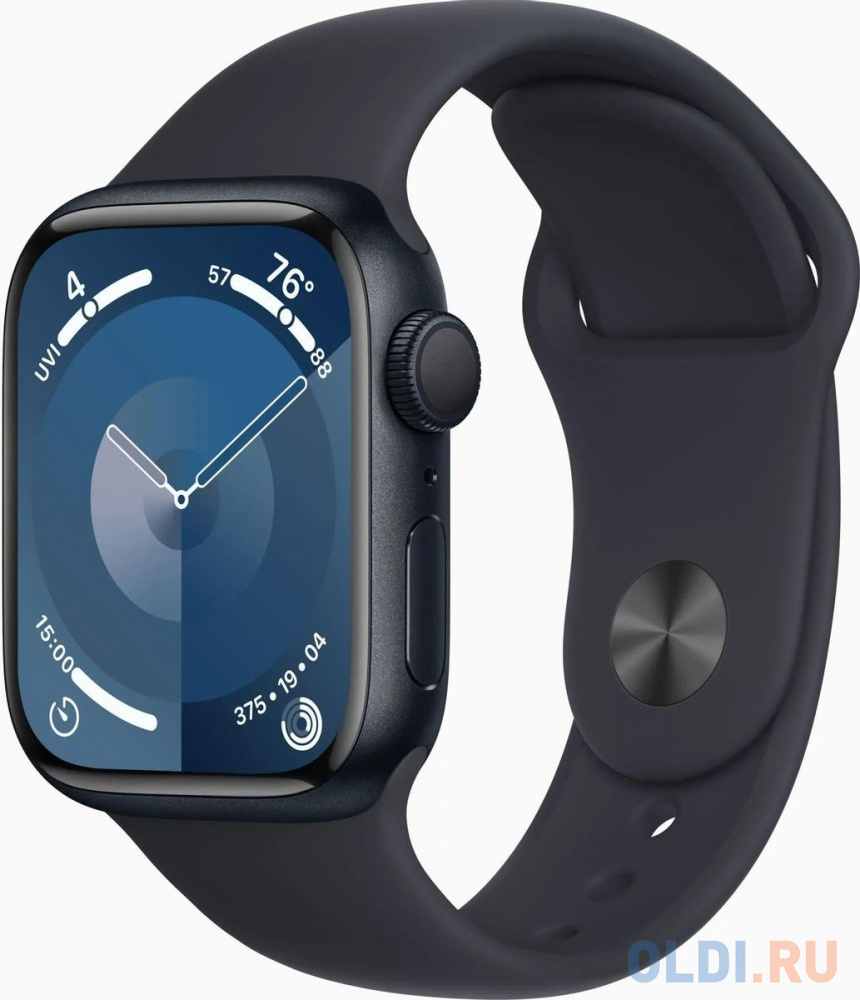 Смарт-часы Apple Watch Series 9 A2978 41мм OLED корп.темная ночь Sport Band рем.темная ночь разм.брасл.:130-180мм (MR8W3ZP/A)