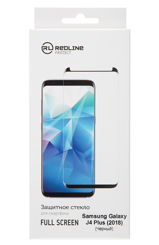 Защитное стекло Red Line для смартфона Samsung Galaxy J4 Plus (2018) Full Screen, с черной рамкой (УТ000016425)