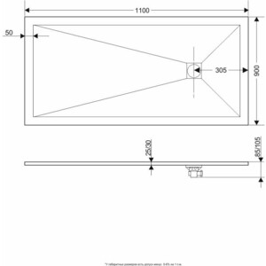 Душевой поддон Grossman Strong 110х90 белый (GR-S190110Q)