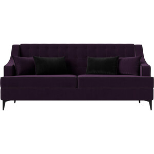 Прямой диван Лига Диванов Марк велюр фиолетовый\черный (111900)