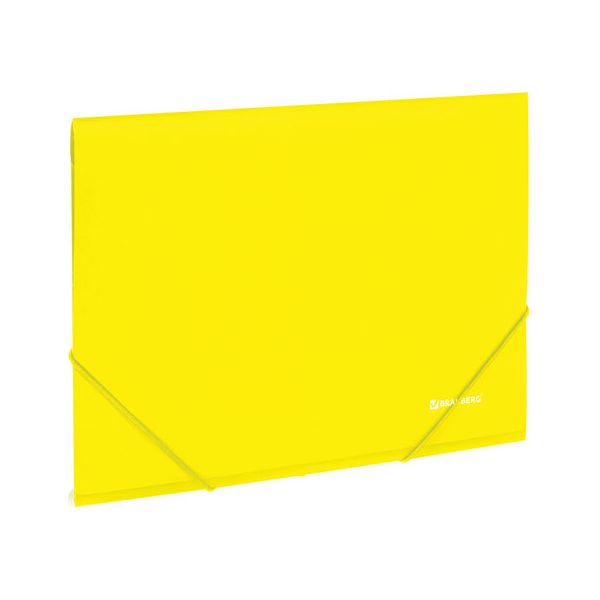 Папка на резинках BRAUBERG Neon, неоновая, желтая, до 300 листов, 0,5 мм, 227461, (10 шт.)