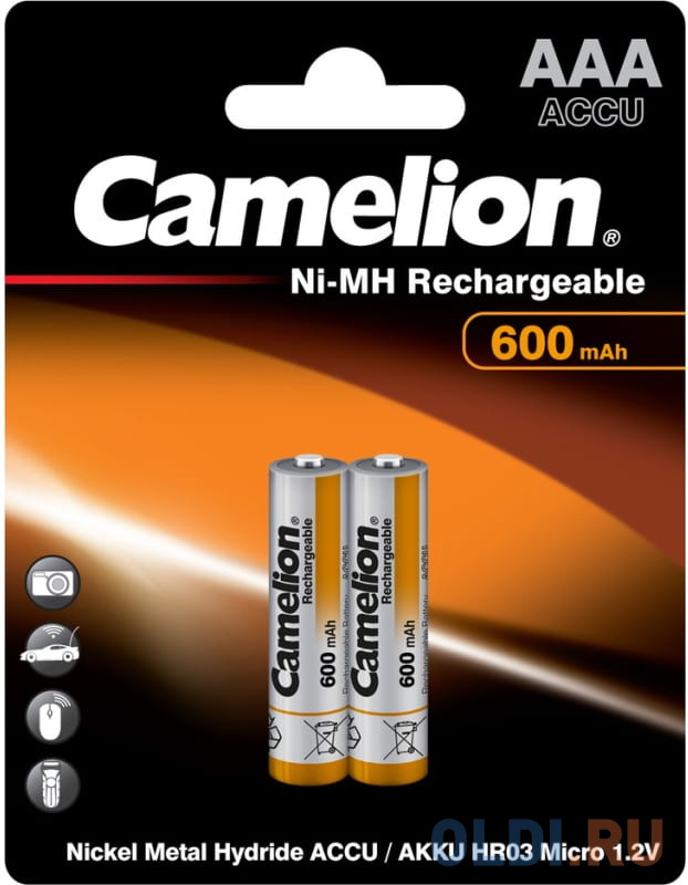 Аккумуляторы 600 mAh Camelion NH-AAA600BP2 AAA 2 шт в Москвe