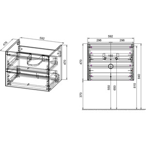 Тумба с раковиной Vincea Luka 60х48 T.Oak, серая раковина (VMC-2L600TO, VCB-13600G)