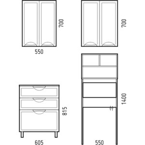 Пенал Corozo Монро 55 над унитазом, белый (SD-00000390)