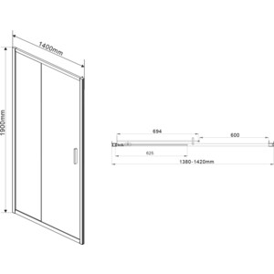 Душевая дверь Vincea Garda VDS-1G 140x190 прозрачная, хром (VDS-1G140CL) в Москвe