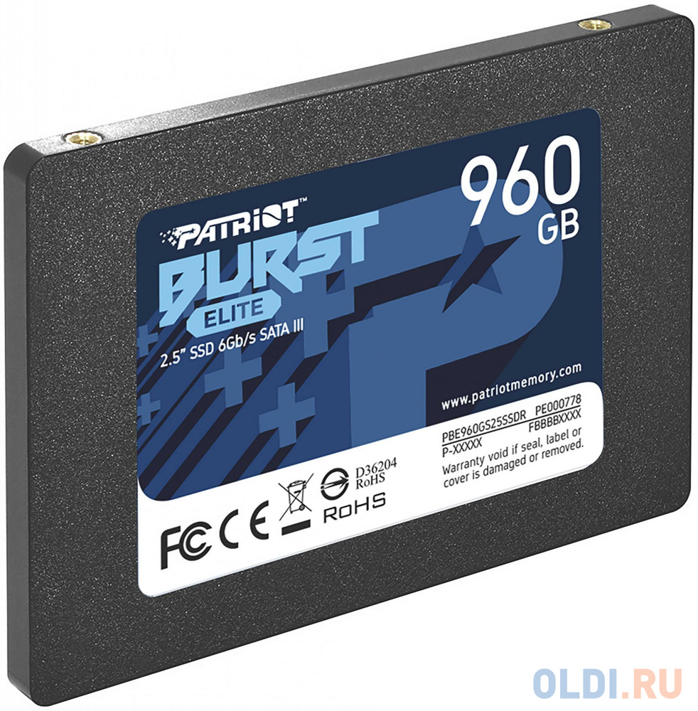 Твердотельный накопитель SSD 2.5" Patriot 960GB Burst Elite <PBE960GS25SSDR> (SATA3, up to 450/320Mbs, 800TBW, 7mm)