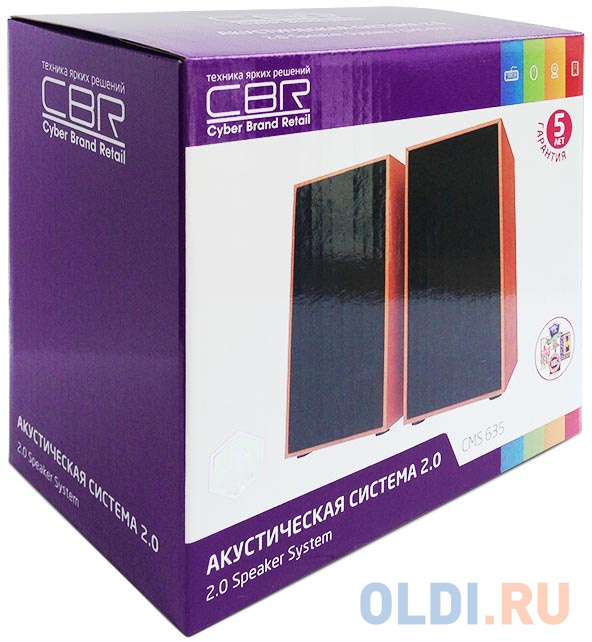 Колонки CBR CMS 635, Wooden, 3.0 W*2, USB в Москвe