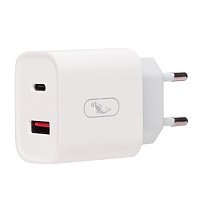 Сетевое зарядное устройство SKYDOLPHIN SC01 12W, USB, USB/USB type-C, USB type-C, Quick Charge, 2.4A, белый (206525)