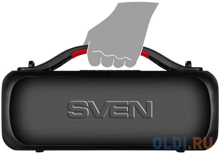 Мобильные колонки SVEN PS-360 2.0 чёрные (2x12W, IPx5, RGB подсветка, USB, SB Type-C, Bluetooth, FM-радио, jack in, 3000 мAч)