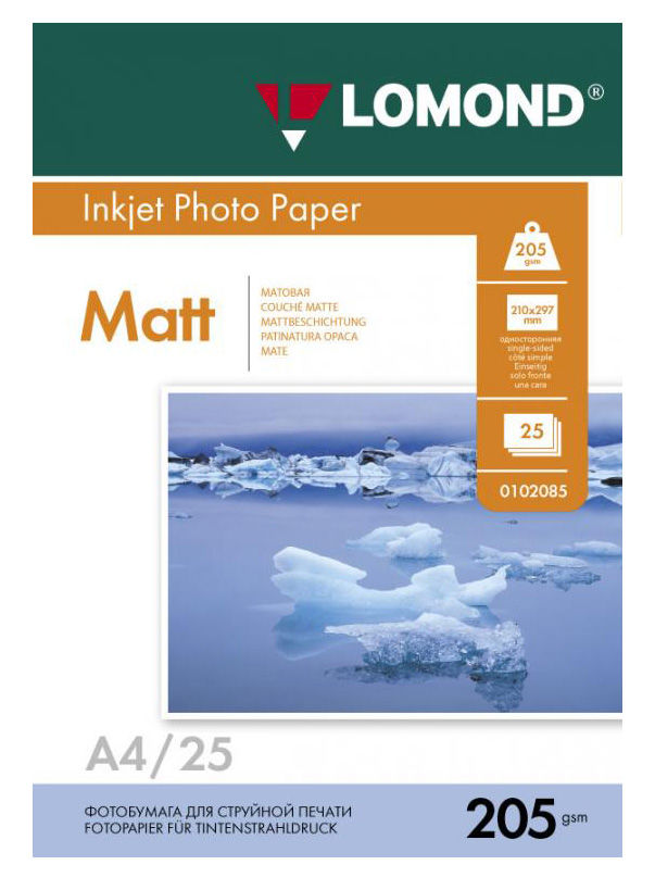 Бумага Lomond 0102124 A4/205г/м2/25л./белый матовое для струйной печати