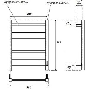 Полотенцесушитель электрический Point Меркурий П6 500x600 белый (PN83856W) в Москвe