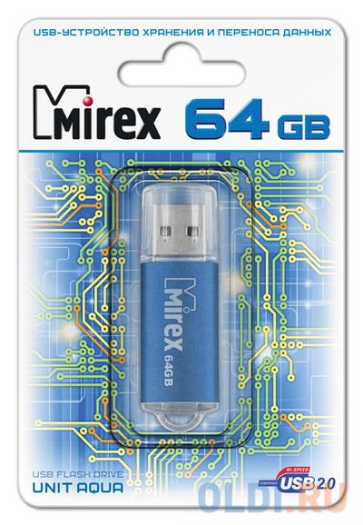 Флеш накопитель 64GB Mirex Unit, USB 2.0, Синий