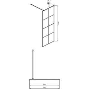 Душевой уголок Ambassador Walk-in 110х100-70 с душевой системой Lemark, прозрачный с рисунком, черный (15031239, LM7002BL)