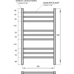 Полотенцесушитель электрический Point Веста П9 500x800 бронза (PN70758BR)